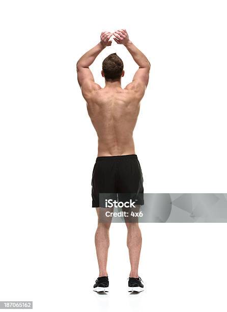 Rückansicht Des Ein Muskel Mann Stockfoto und mehr Bilder von Anaerobes Training - Anaerobes Training, Athlet, Bodybuilding