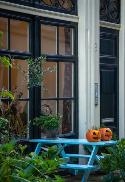 istock Halloween pumpkin on an outdoor table in Amsterdam 1870653772
