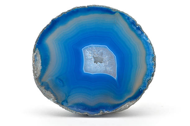 istock Cross section of blue banded agate geode 187066238