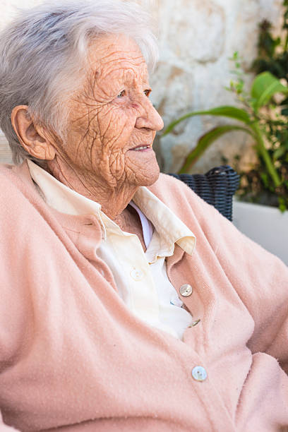 istock Senior ladie on bench 187066590