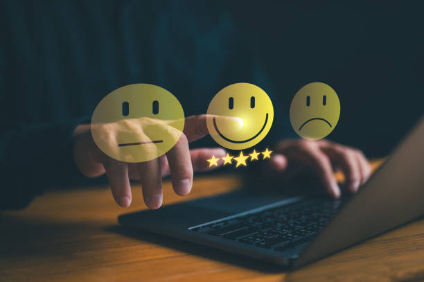 istock Customer Experience Concept, Best Excellent Services Rating for Satisfaction present by Hand of Client Showing excellent rating Five Star. Review, feedback, good, the best of product and service 1870669439
