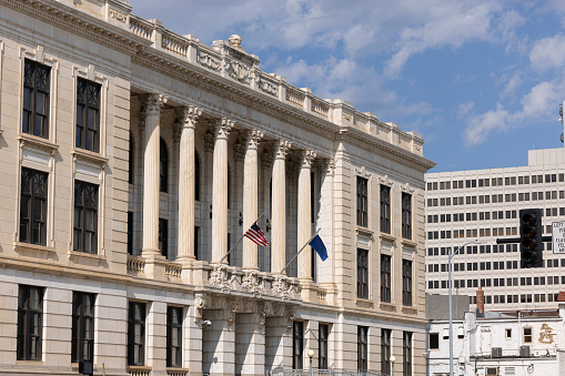 Daytime view of the buildings of the downtown skyline of Topeka, Kansas, USA.