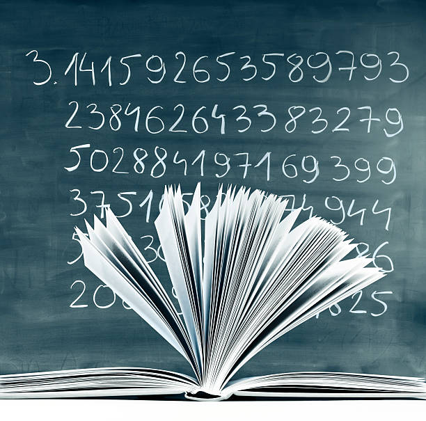 istock Classroom, open book against hand-written Pi numbers on green chalkboard 187067622