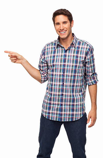 istock Young Man Pointing To His Right - Isolated 187067752