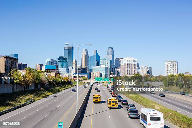 Downtown Minneapolis Stock Photo - Download Image Now - School Bus, Traffic, Car