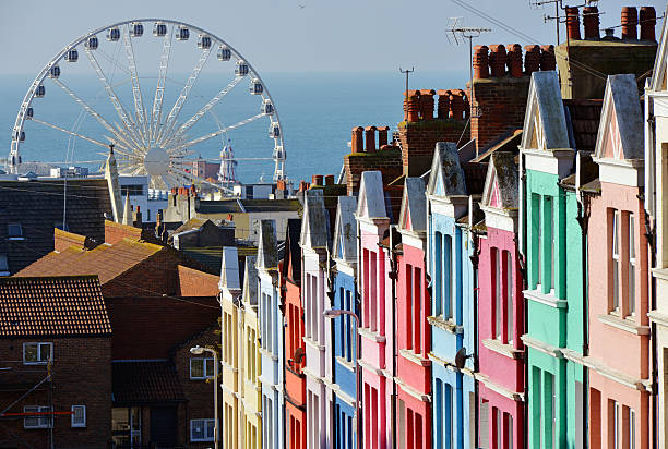 Brighton A rainbow of colourful painted houses in Brighton gable photos stock pictures, royalty-free photos & images