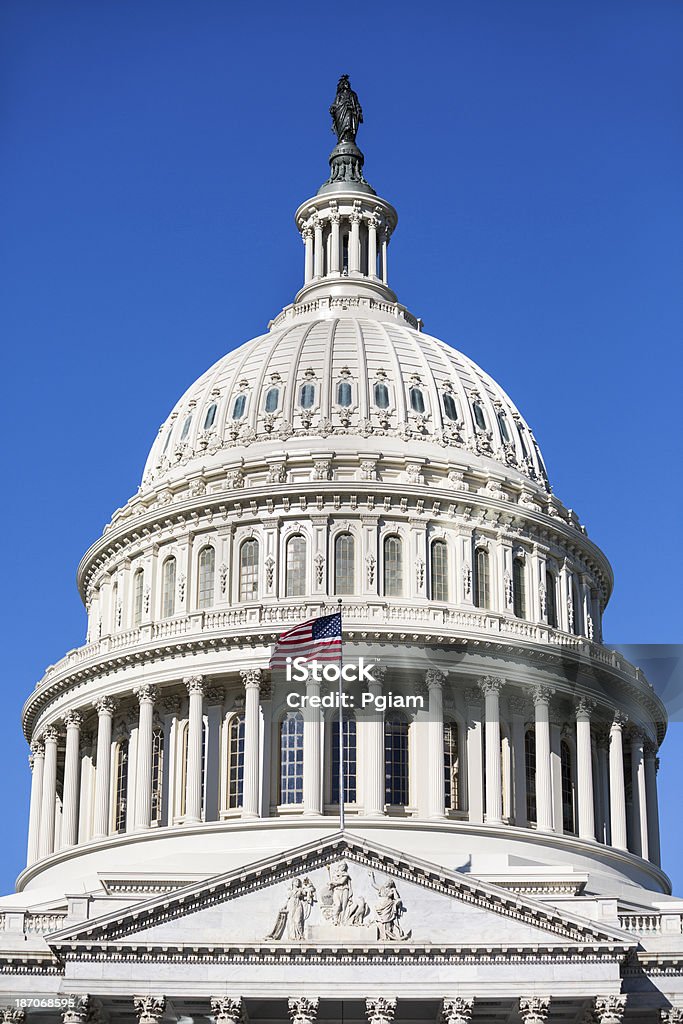 Capitol Building und die amerikanische Flagge - Lizenzfrei Amerikanische Flagge Stock-Foto