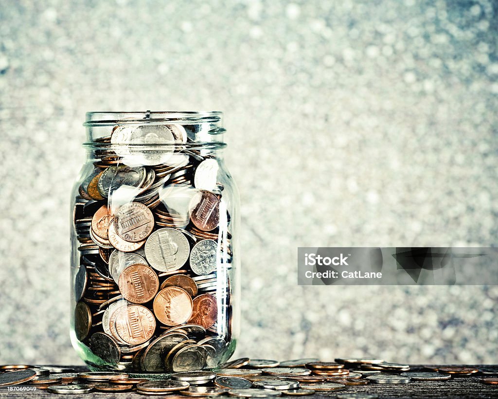 Donation Jar with Copy Space Currency Stock Photo