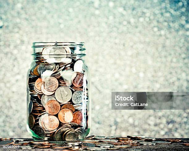 Donation Jar With Copy Space Stock Photo - Download Image Now - Currency, Jar, Full