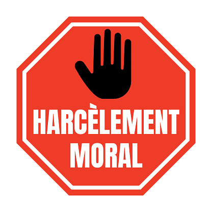 Stop workplace bullying symbol icon called stop au harcelement moral in French language