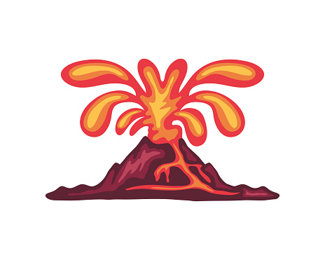 volcano lava coming out isolated design