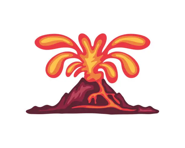 Vector illustration of volcano lava coming out