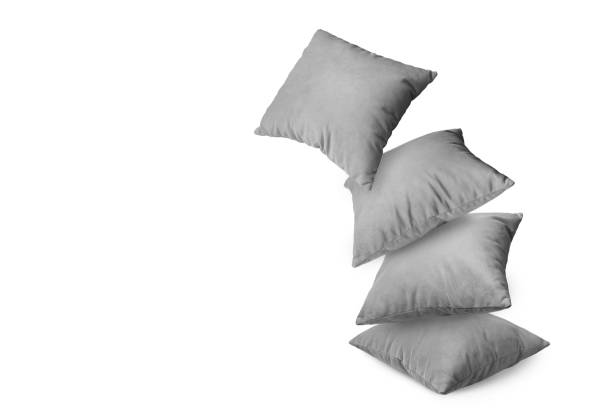 istock Stack of gray pillows isolated on white background 1870712434