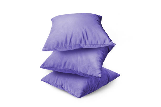 istock Stack of purple pillows isolated on white background 1870712436
