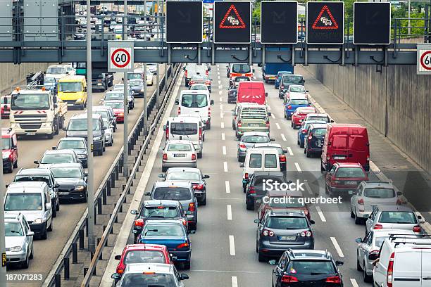 German Motorway In Berlin Stock Photo - Download Image Now - Traffic Jam, Autobahn, Highway