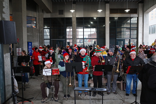 Kansas City, Missouri - December 16, 2023: Trombone Christmas at Union Station KC