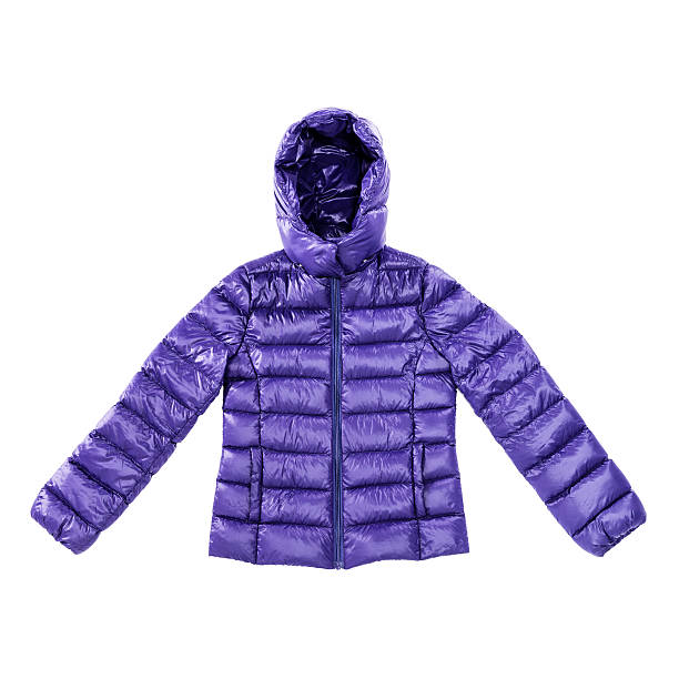 istock Purple winter warm padded down jacket isolated on white background 187071860