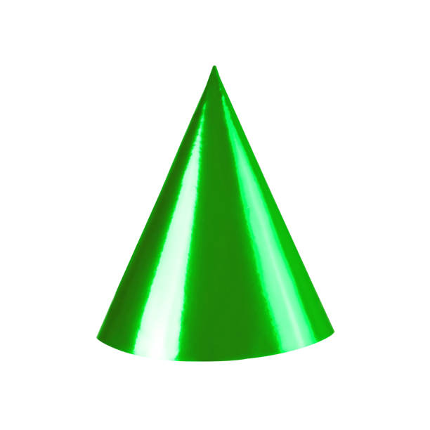 istock Green birthday cap isolated on white background. Party hat. 1870743020