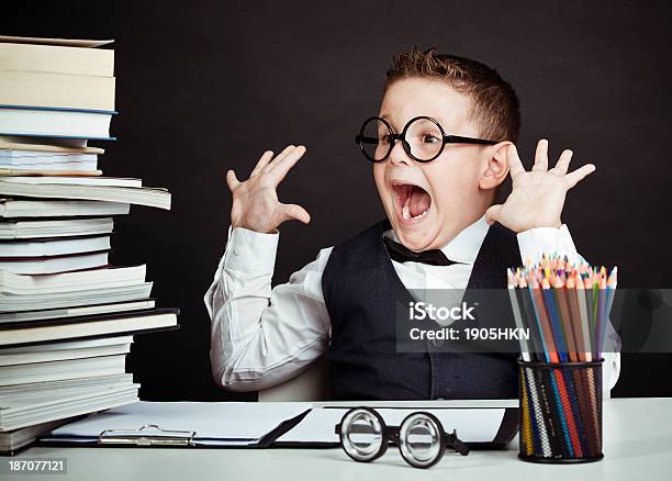 Professor Of Child Stock Photo - Download Image Now - Book, Boys, Cheerful