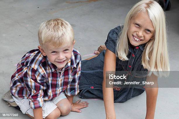 Cute Blonde Brother And Sister Stock Photo - Download Image Now - 4-5 Years, 8-9 Years, Beautiful People