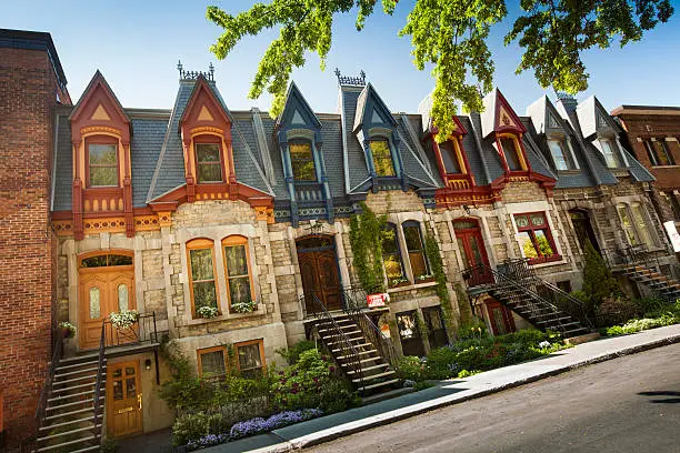 Original painted houses, St Louis Square, Montreal, Quebec Canada