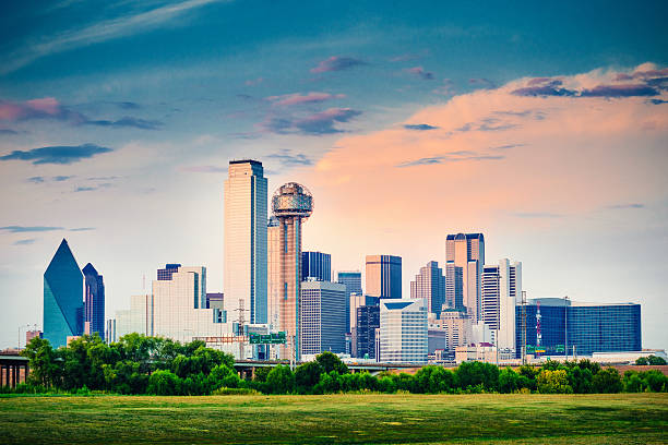 Dallas Skyline Dallas Skyline at dusk, Texas. United States. dallas texas stock pictures, royalty-free photos & images