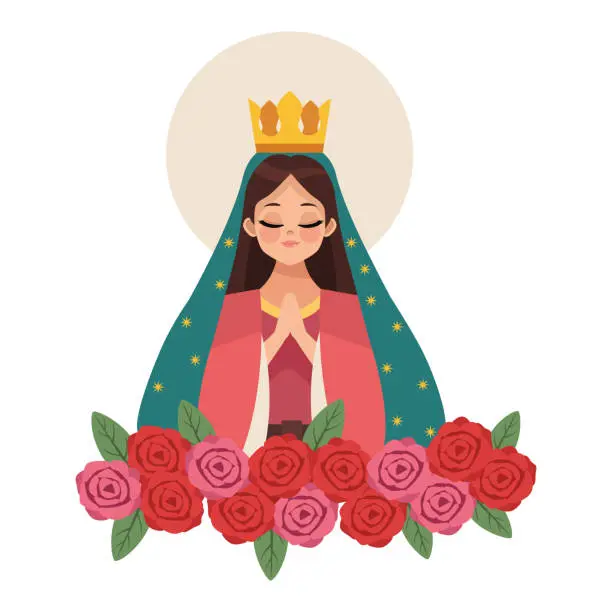 Vector illustration of Guadalupe Virgin