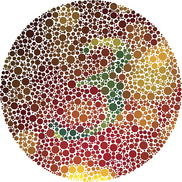 Daltonism test with the number three inside Color blind test mosaic. Number 3. colorblind stock illustrations