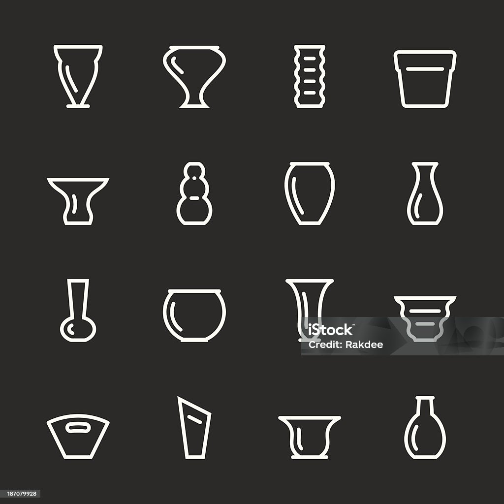 'Vase und Pot-Icons Set 1-weiße Serie - Lizenzfrei Altertümlich Vektorgrafik