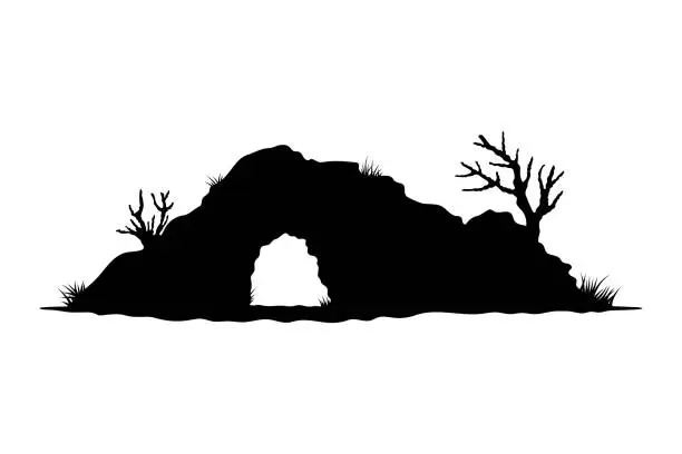 Vector illustration of Cave icon. Black silhouette. Horizontal front view. Vector simple flat graphic illustration. Isolated object on a white background. Isolate.