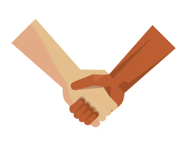Vector illustration of interracial handshake symbol