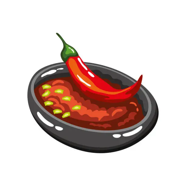 Vector illustration of refried beans with chili