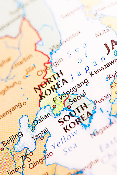 istock Map of North and South Korea 187082312