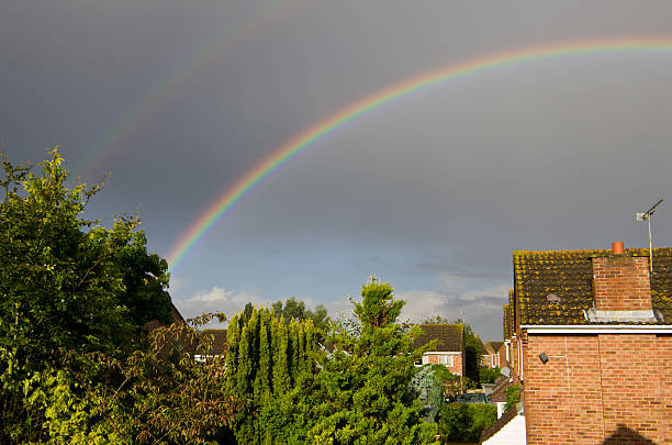 istock Double Rainbow UK Housing Estate 187083868