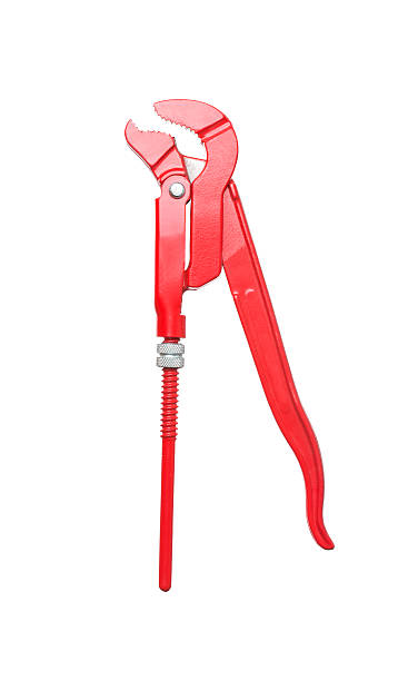 rouge nouveau prix pipe wrench sur fond blanc - adjustable wrench wrench clipping path red photos et images de collection