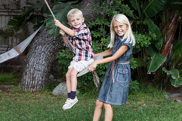 istock Cute Blonde Brother and Sister 187084574