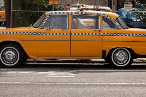 vintage checkercab parked in New York