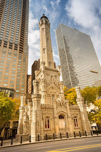 Chicago Water Tower Water Tower on Michigan Avenue, Chicago, Illinois, USA water tower chicago landmark stock pictures, royalty-free photos & images