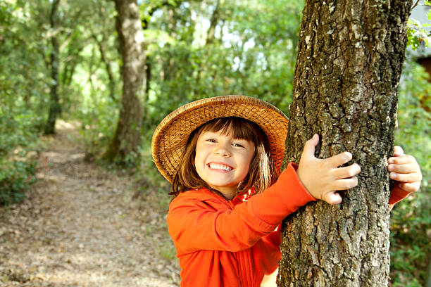 istock Little girls in a forest 187086588