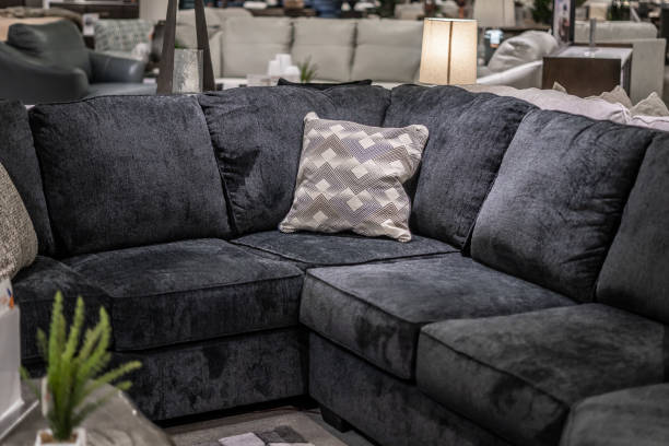 istock Dark Navy Blue Toned Couch with Throw for Sale 1870871794