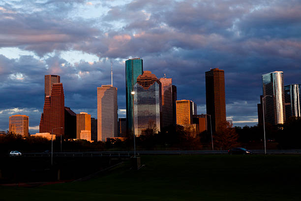 istock Houston, Texas:  Downtown skyline with a twilight hue. 187087990