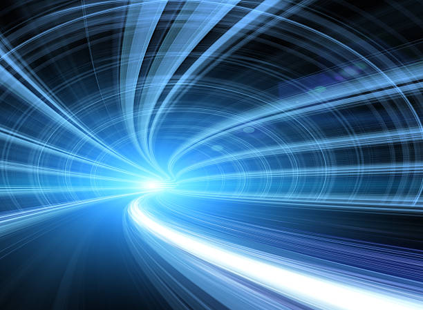 istock Blue Abstract blurred speed motion in urban highway road 187088230