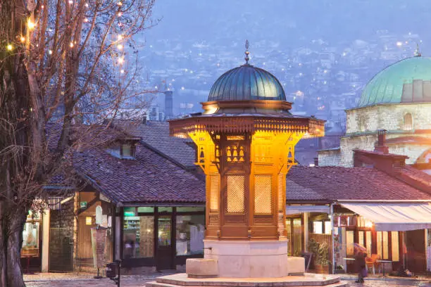 Sarajevo, old town, historical fountain