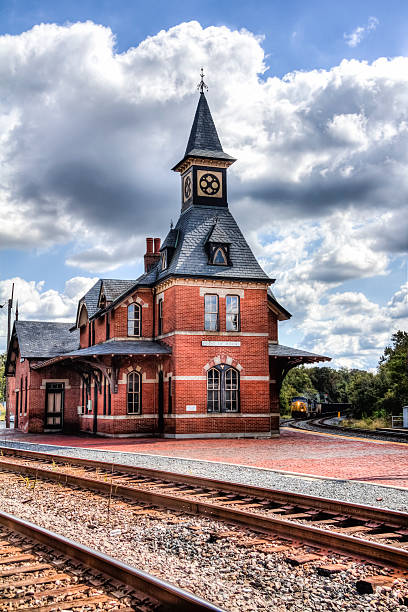 istock Old Point of Rocks Railroad Station With Train Approaching-- HDR 187088658