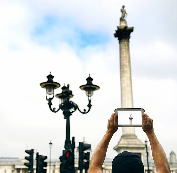 Filming Trafalgar Square, London - England
