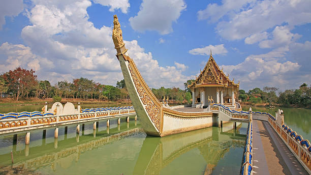 istock Thai temple on Suphannahong ship against blue sky 187089933