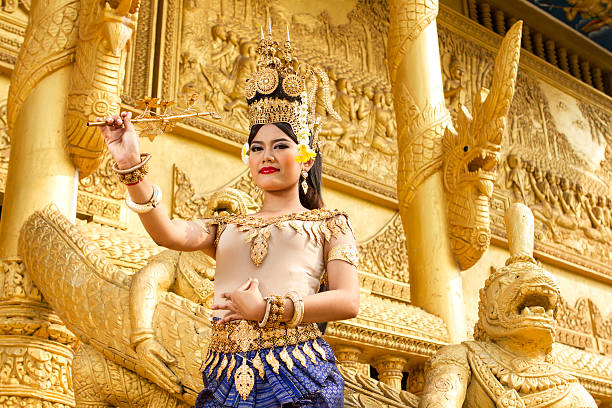 istock Apsara female dancer in golden temple 187090096