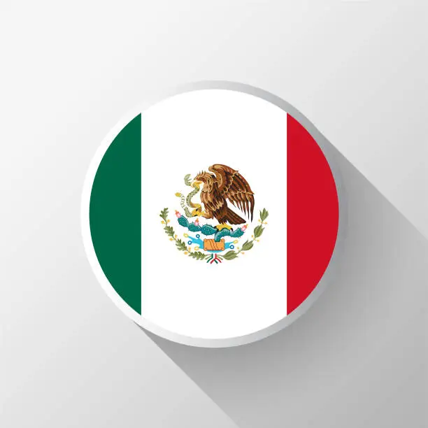 Vector illustration of Creative Mexico Flag Circle Badge