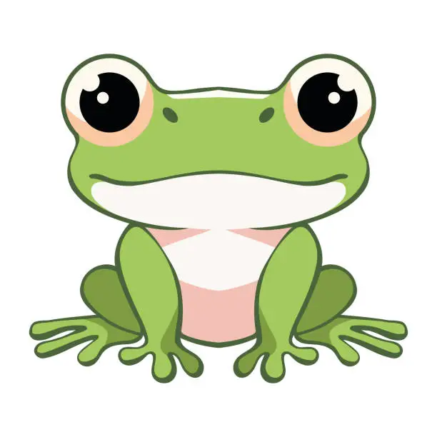 Vector illustration of Young Frog Eating Fly