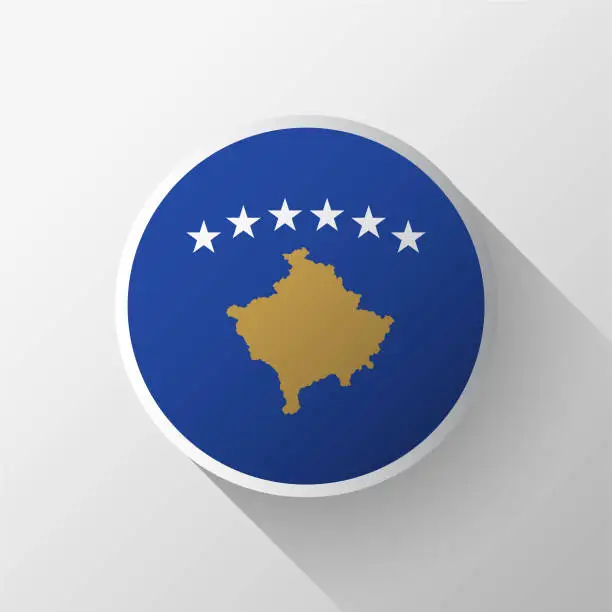 Vector illustration of Creative Kosovo Flag Circle Badge